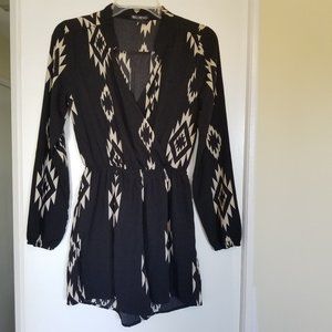 Miss Chievous Tribal Print Long Sleeve Romper (size S)